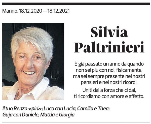 Annuncio funebre Silvia Paltrinieri