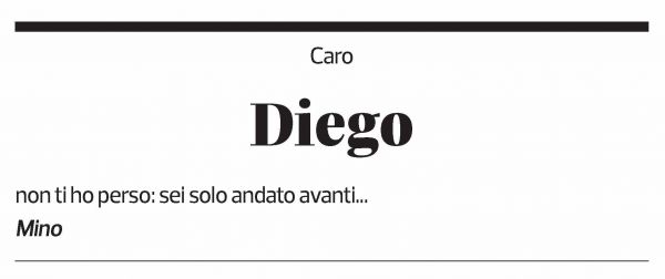 Annuncio funebre Diego Bernhard