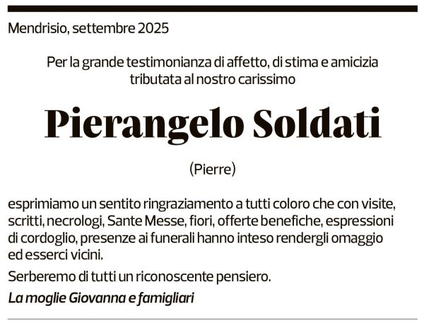 Annuncio funebre Pierangelo Soldati