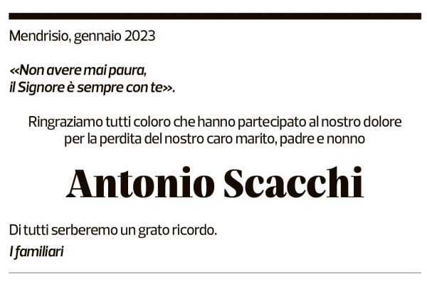 Annuncio funebre Antonio Scacchi