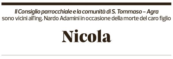 Annuncio funebre Nicola Adamini