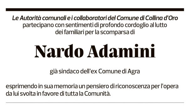 Annuncio funebre Nardo Adamini