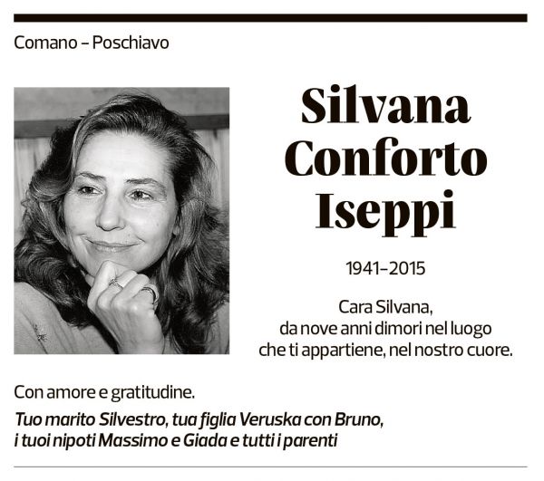 Annuncio funebre Silvana Conforto Iseppi