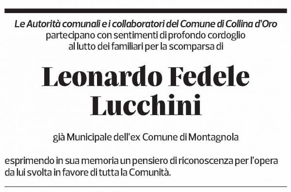 Annuncio funebre Leonardo Fedele Lucchini