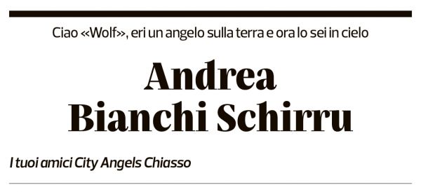 Annuncio funebre Andrea Bianchi