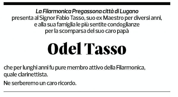 Annuncio funebre Odel Tasso