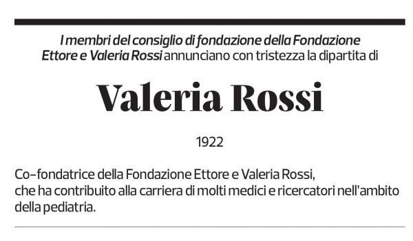 Annuncio funebre Valeria Rossi