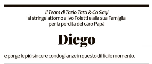 Annuncio funebre Diego Foletti