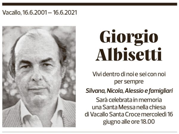 Annuncio funebre Giorgio Albisetti