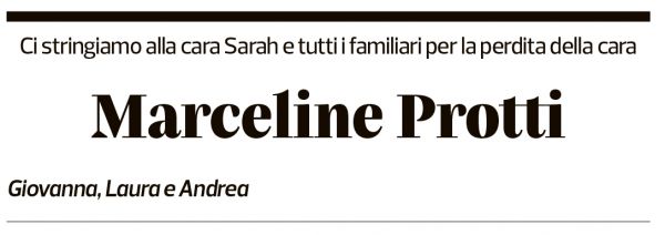 Annuncio funebre Marceline Protti