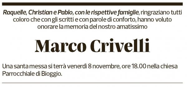 Annuncio funebre Marco Crivelli