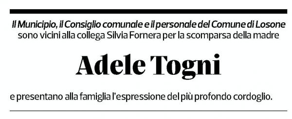 Annuncio funebre Adele Togni