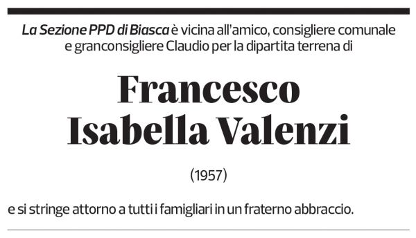 Annuncio funebre Francesco Isabella