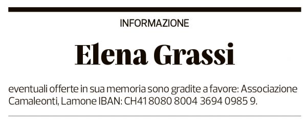 Annuncio funebre Elena Grassi