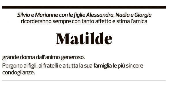 Annuncio funebre Matilde Bonetti Soldati