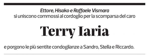 Annuncio funebre Terry Iaria