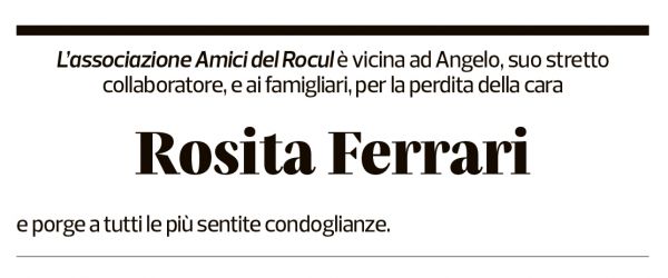 Annuncio funebre Rosita Ferrari