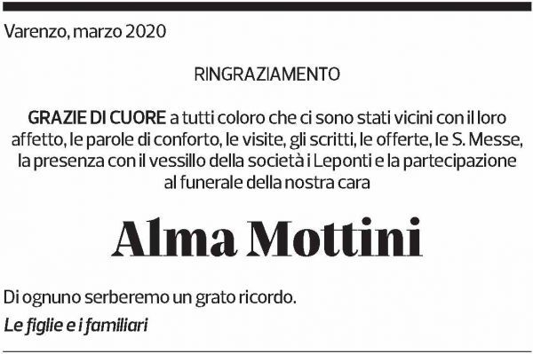 Annuncio funebre Alma Mottini