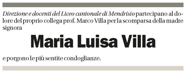 Annuncio funebre Maria-luisa Villa
