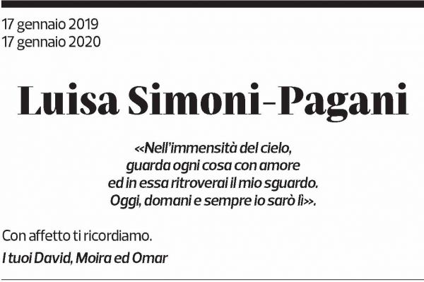 Annuncio funebre Luisa Simoni-pagani