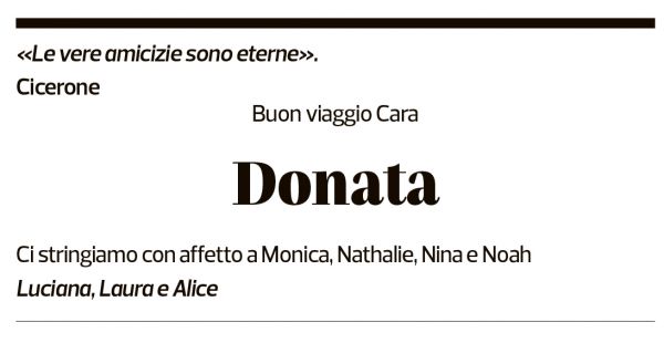 Annuncio funebre Donata Luisoni