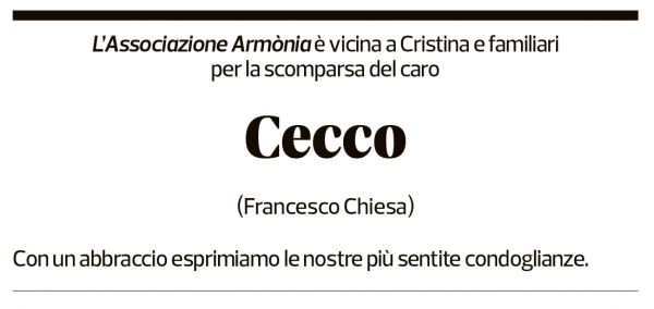 Annuncio funebre Francesco Chiesa