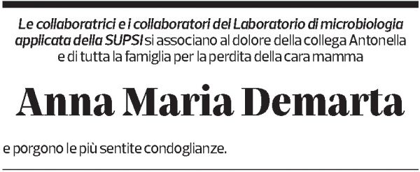 Annuncio funebre Anna Maria Demarta-monti