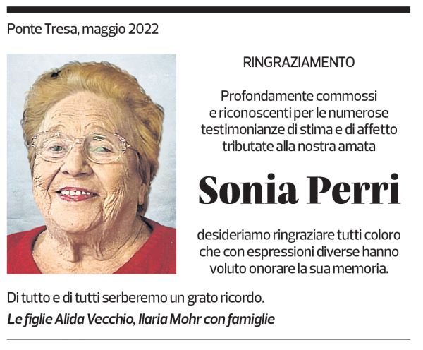 Annuncio funebre Sonia Perri