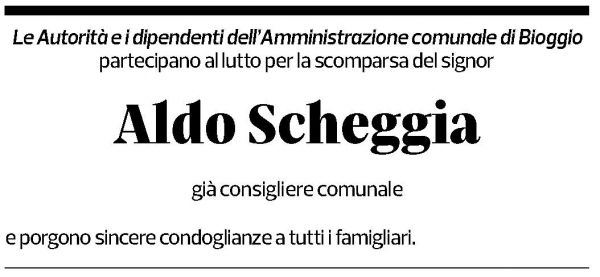 Annuncio funebre Aldo Scheggia