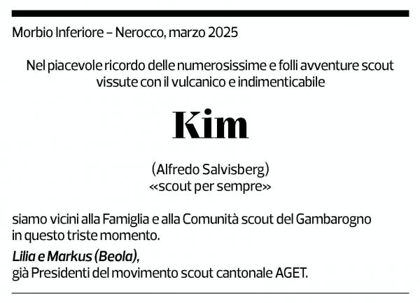 Annuncio funebre Kim 