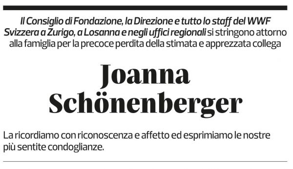 Annuncio funebre Joanna Schönenberger