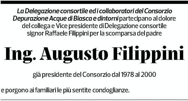 Annuncio funebre Augusto Filippini