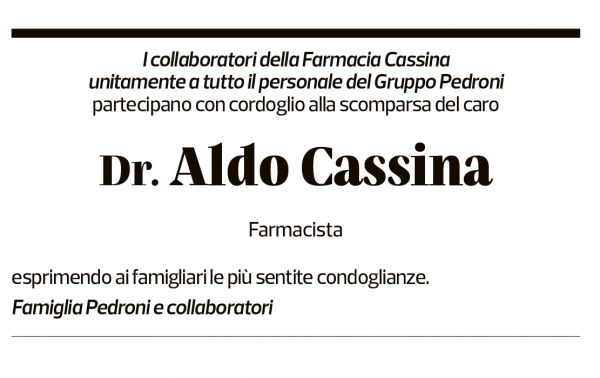 Annuncio funebre Aldo Cassina