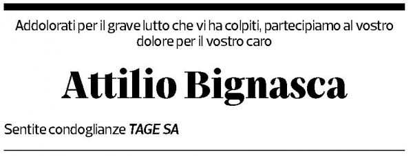 Annuncio funebre Attilio Bignasca