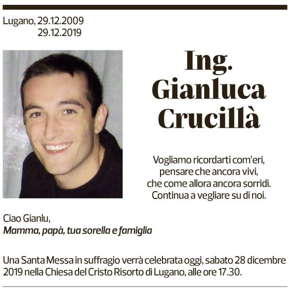 Annuncio funebre Gianluca Crucillà
