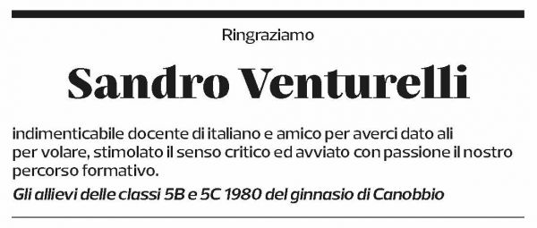 Annuncio funebre Sandro Venturelli