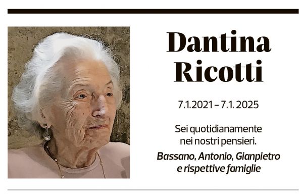 Annuncio funebre Dantina Ricotti