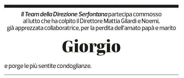 Annuncio funebre Giorgio Gilardi