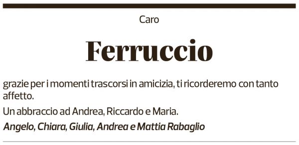 Annuncio funebre Ferruccio Galfetti