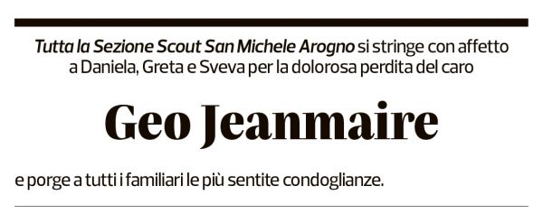 Annuncio funebre Geo Jeanmaire