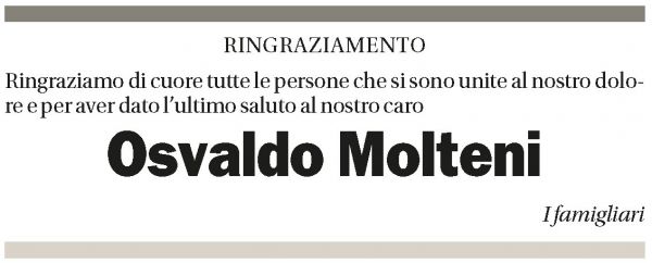 Annuncio funebre Osvaldo Molteni
