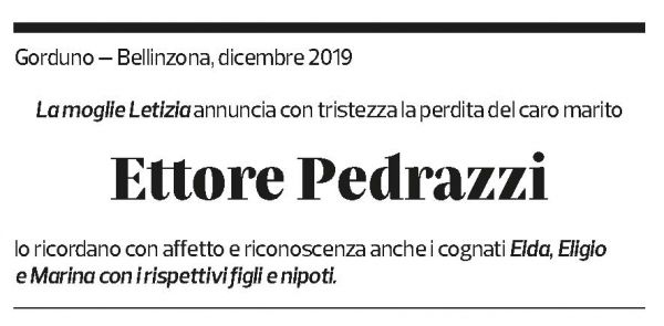 Annuncio funebre Ettore Pedrazzi