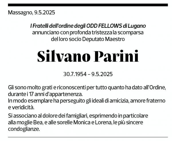 Annuncio funebre Silvano Parini