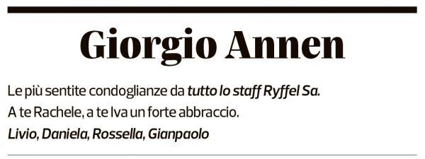 Annuncio funebre Giorgio Annen