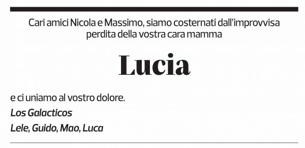 Annuncio funebre Lucia D'occhio