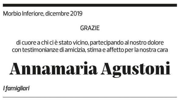 Annuncio funebre Annamaria Agustoni