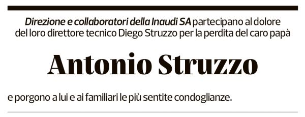 Annuncio funebre Antonio Struzzo