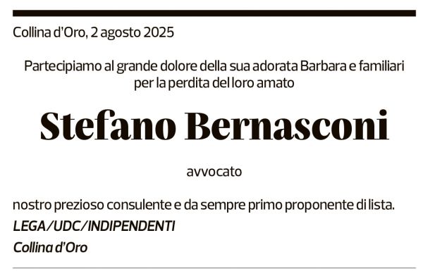 Annuncio funebre Stefano Bernasconi
