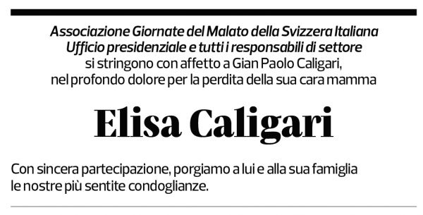 Annuncio funebre Elisa Caligari
