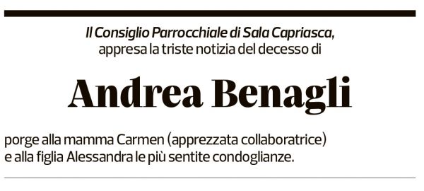 Annuncio funebre Andrea Benagli